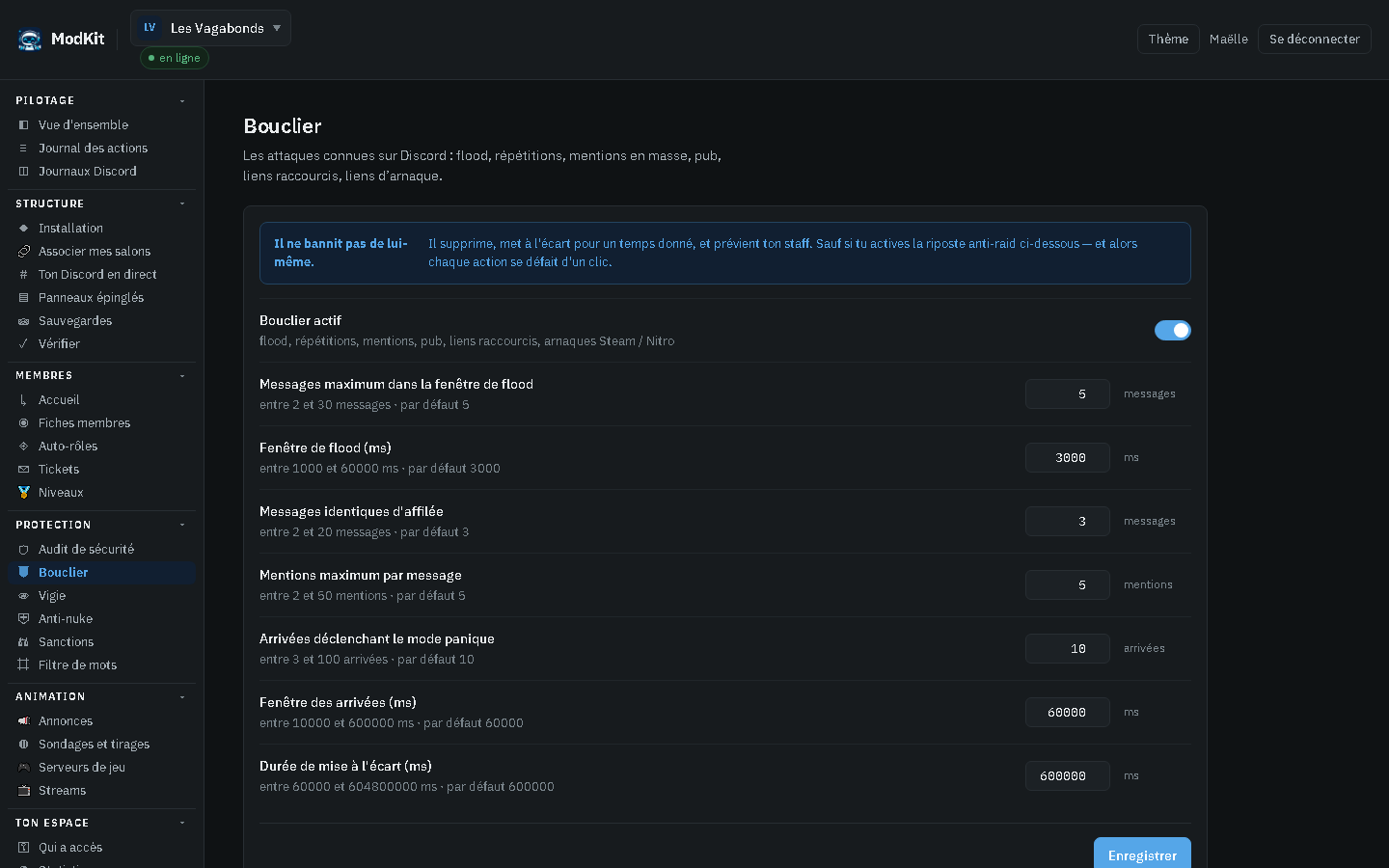 Panel ModKit — Bouclier