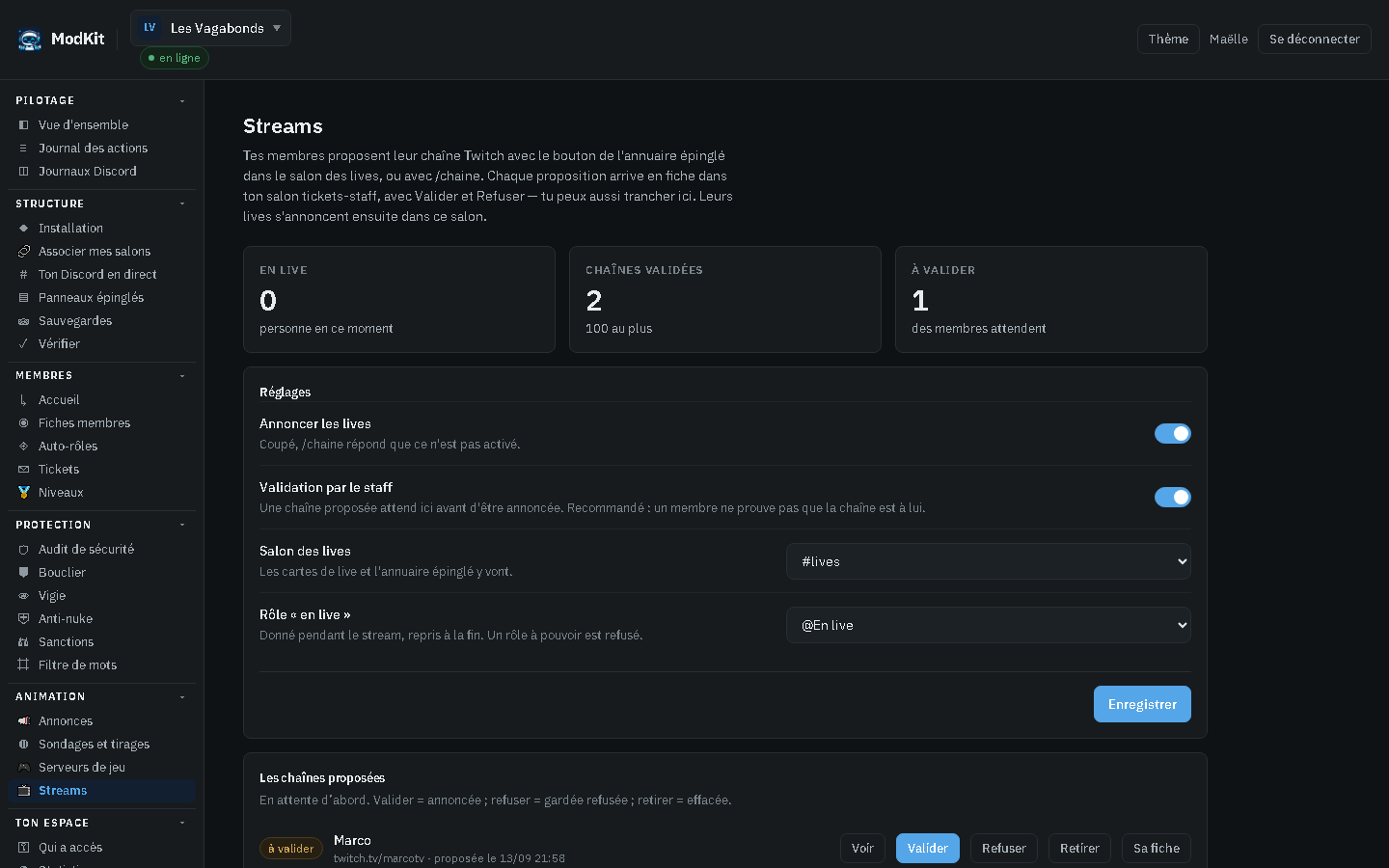 Panel ModKit — Streams