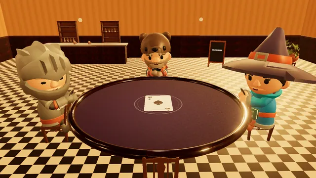 Une table de cartes au Bistrot de Paris, trois personnages autour