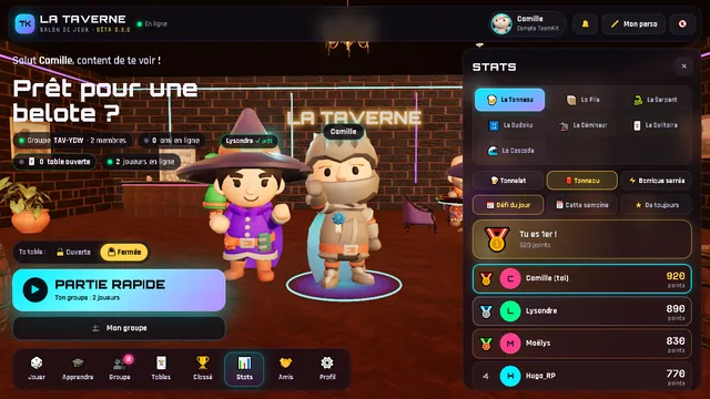 Les classements dans le jeu : le défi du jour du Tonneau, avec la médaille d'or